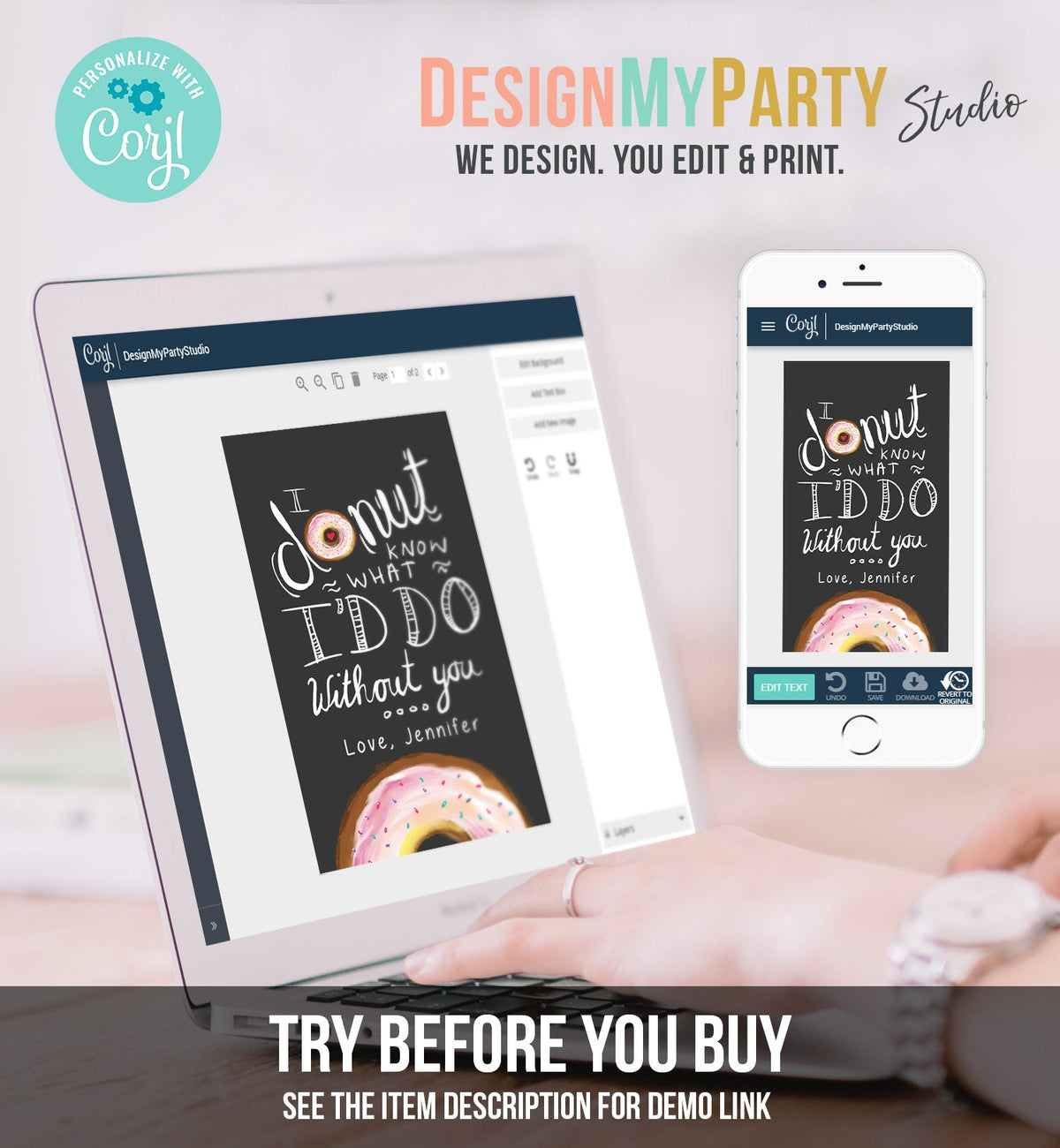 Editable Donut Valentine Tag Valentine&#39;s Day Card for Kids School Donut Know Classroom Cookie Tag Printable Personalized PRINTABLE 0368 0370