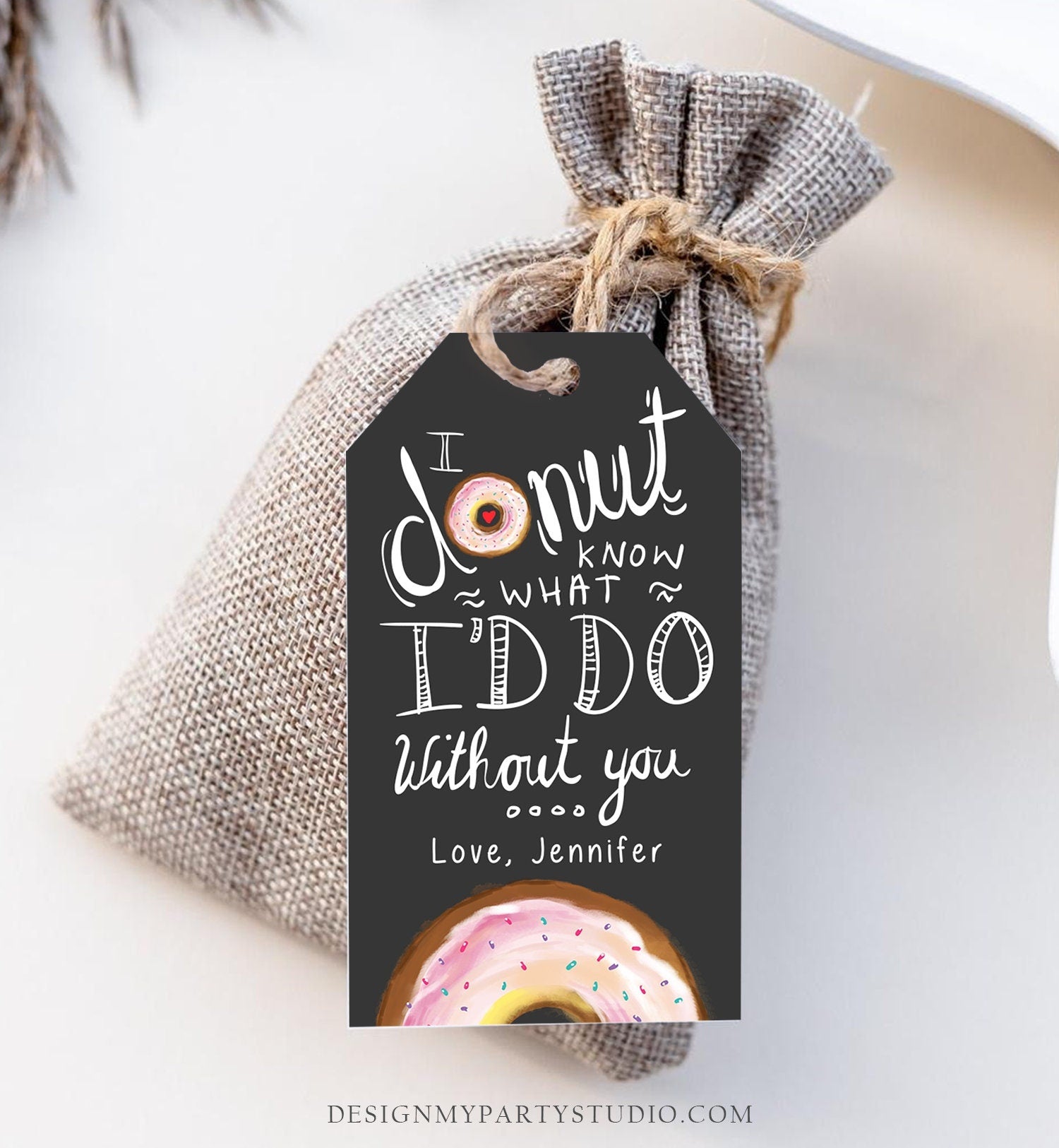 Editable Donut Valentine Tag Valentine's Day Card for Kids School Donut Know Classroom Cookie Tag Printable Personalized PRINTABLE 0368 0370