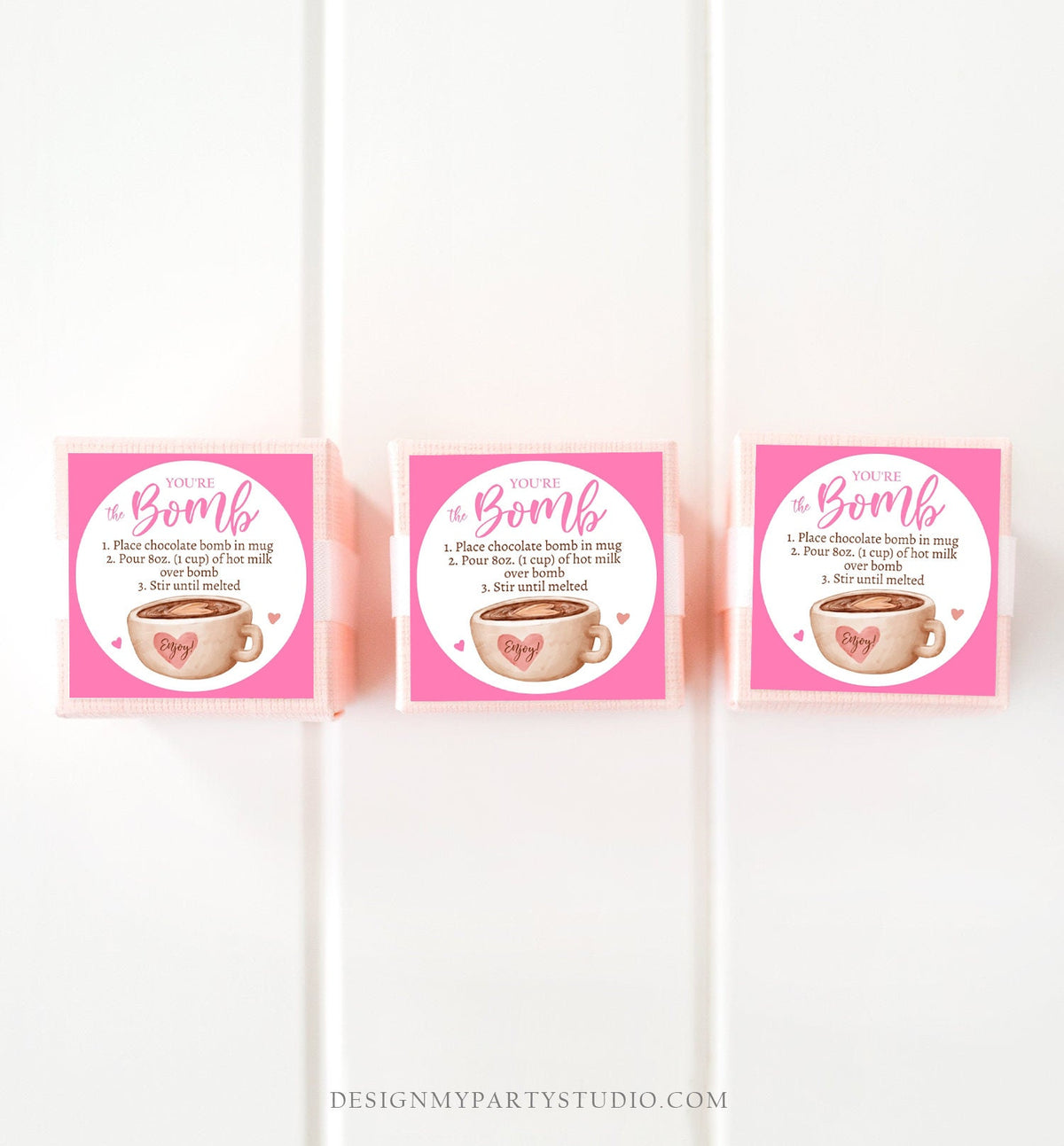 Editable Valentine Hot Chocolate Bomb Tags Bomb Instructions Hot Cocoa Bomb Favor Tags Valentine Gift You&#39;re The Bomb Digital PRINTABLE 0370