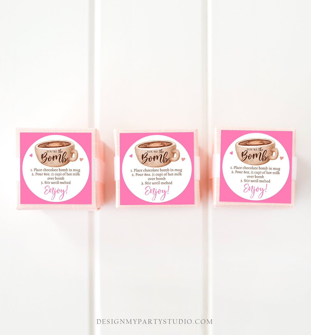 Editable Valentine Hot Chocolate Bomb Tags Bomb Instructions Hot Cocoa Bomb Favor Tags Valentine Gift You&#39;re The Bomb Digital PRINTABLE 0370