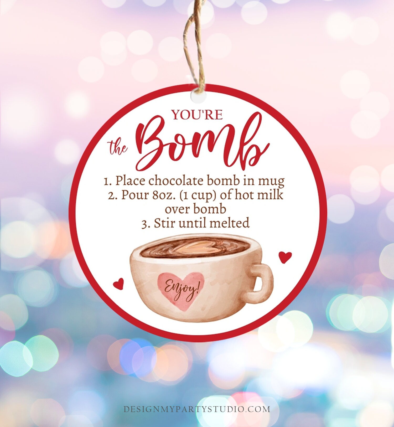 editable valentine hot chocolate bomb tags bomb instructions hot