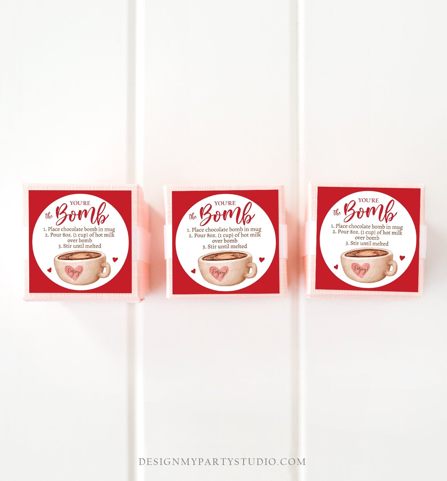 Editable Valentine Hot Chocolate Bomb Tags Bomb Instructions Hot Cocoa Bomb Favor Tags Valentine Gift You're The Bomb Digital PRINTABLE 0370