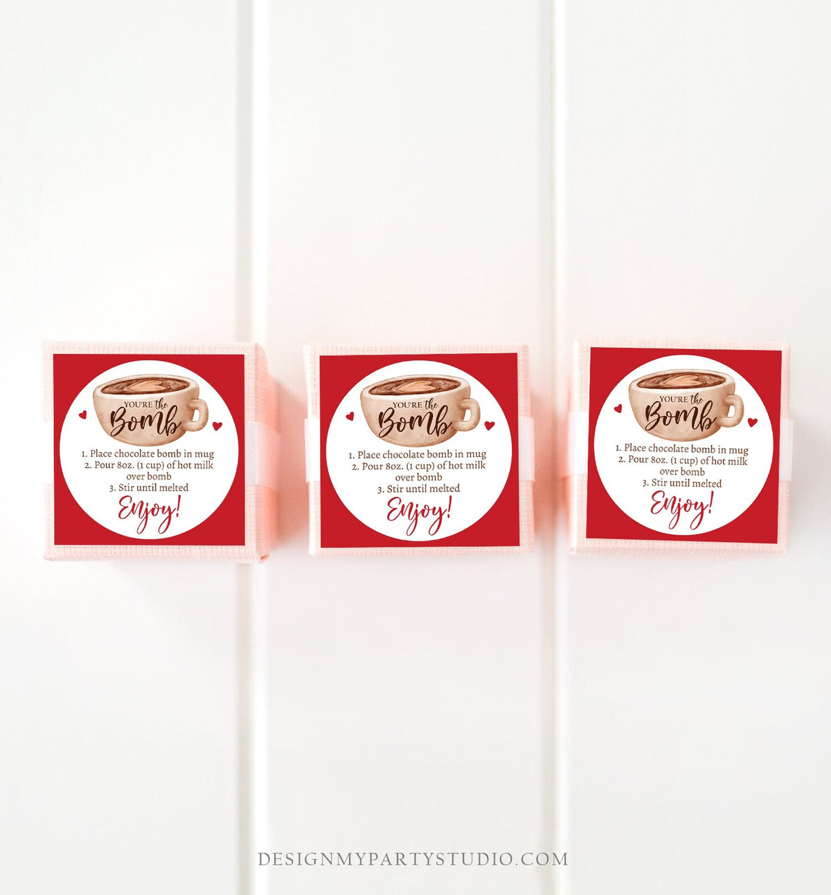 Editable Valentine Hot Chocolate Bomb Tags Bomb Instructions Hot Cocoa Bomb Favor Tags Valentine Gift You&#39;re The Bomb Digital PRINTABLE 0370