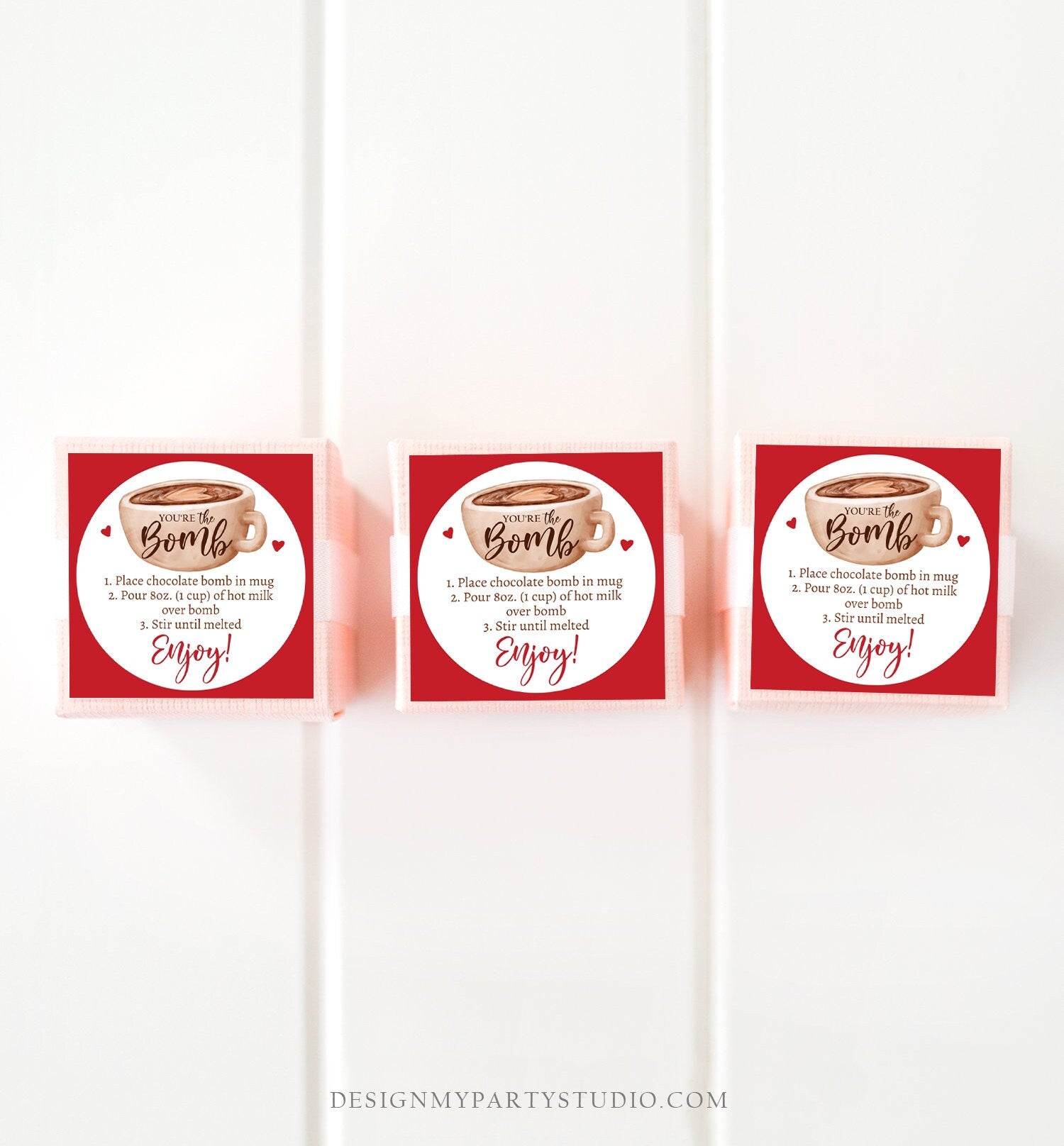 Editable Valentine Hot Chocolate Bomb Tags Bomb Instructions Hot Cocoa Bomb Favor Tags Valentine Gift You're The Bomb Digital PRINTABLE 0370