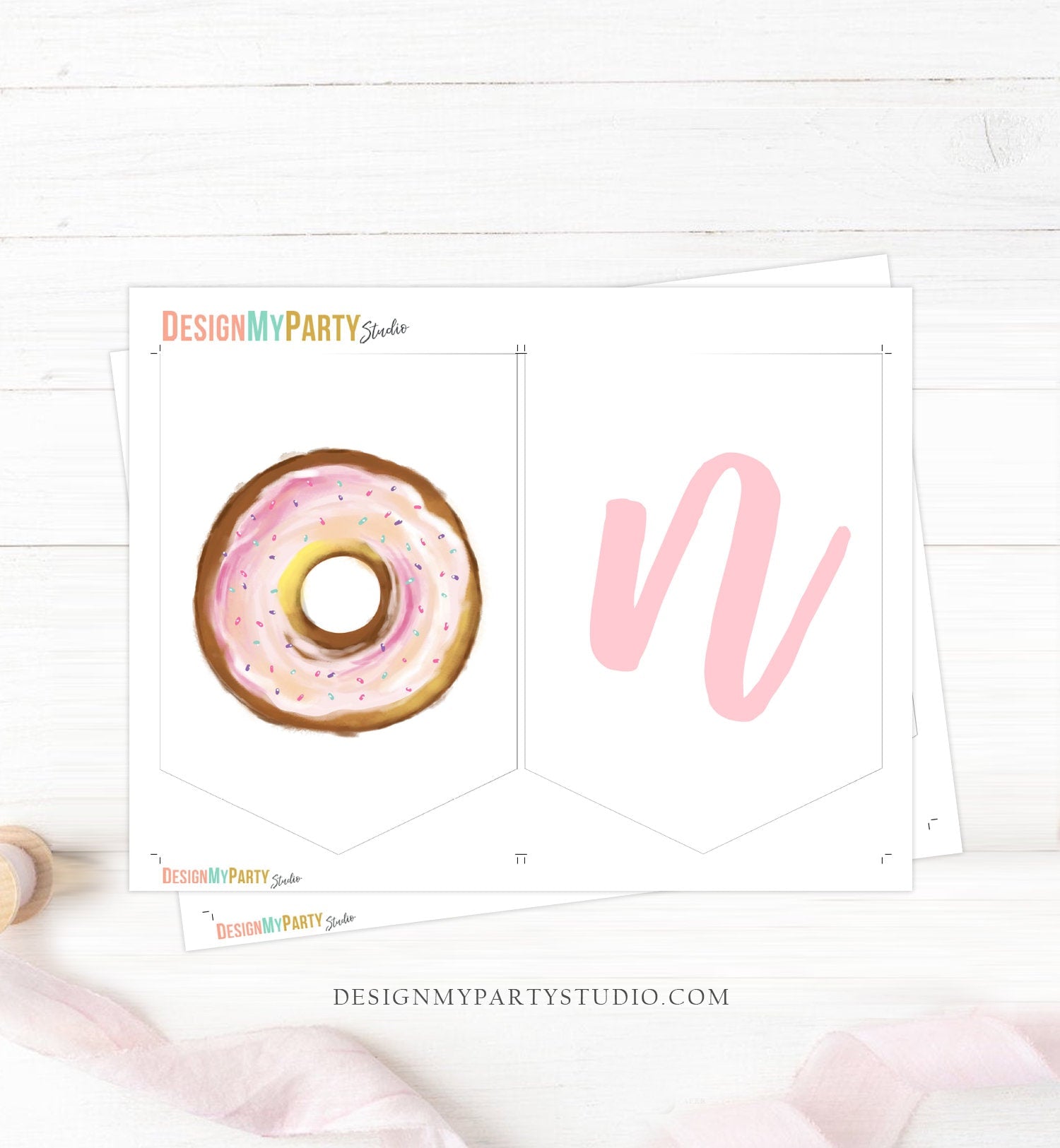 Donut High Chair Banner Girl 1st First Birthday Pink ONE Donut Grow Up Birthday Party Decor Sweet One Garland PRINTABLE Digital 0368