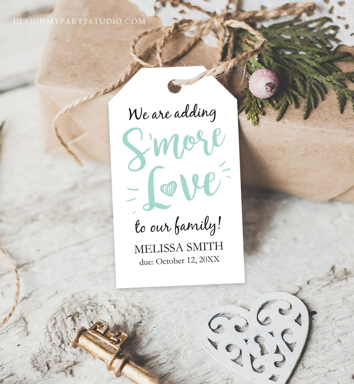 Editable S&#39;more Love Baby Shower Favor Tags Mint We Are Adding Smore Love To Our Family Smores Thank You Tag Printable Corjl Template 0276
