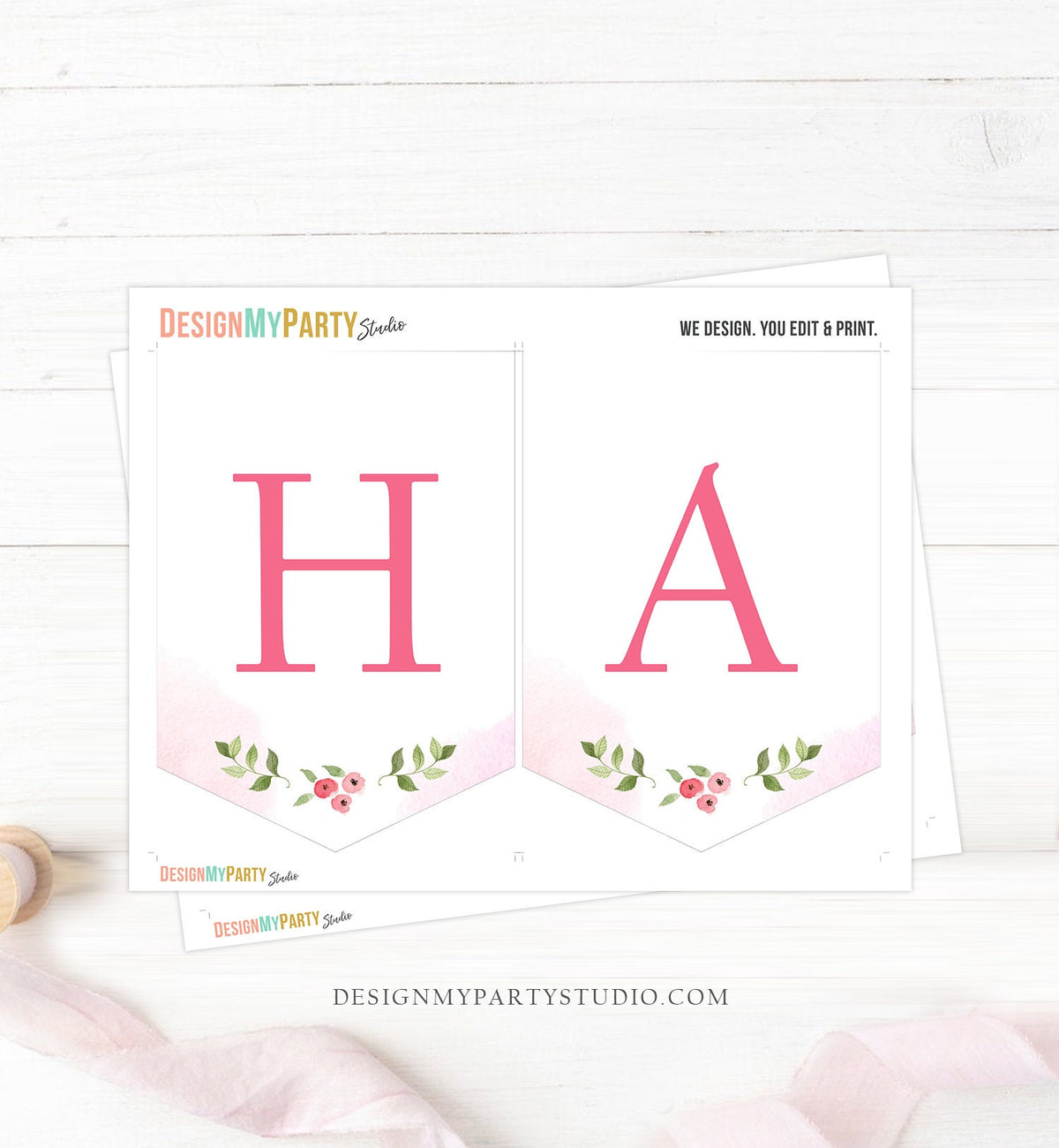 Happy Birthday Banner Woodland Fairy Birthday Banner Magical Enchanted Forest Girl Birthday Decorations Download PRINTABLE DIGITAL DIY 0173