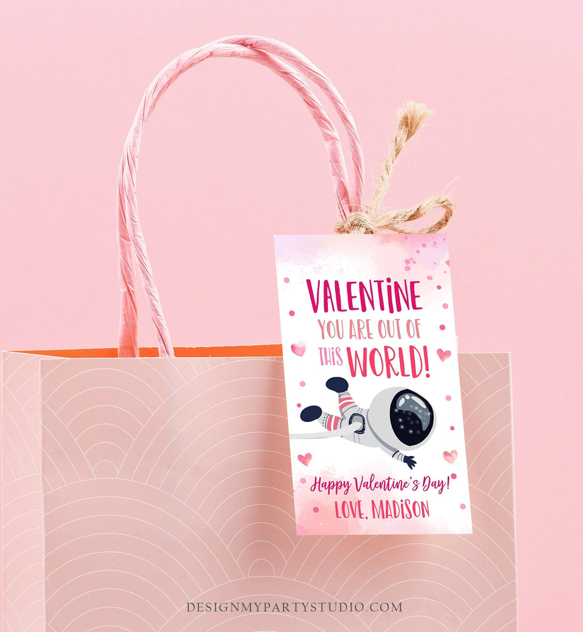 Editable Valentine You Are Out Of This World Favor Tag Thank You Space Astronaut Space Valentine&#39;s Day Tag School Non-Candy Printable 0370