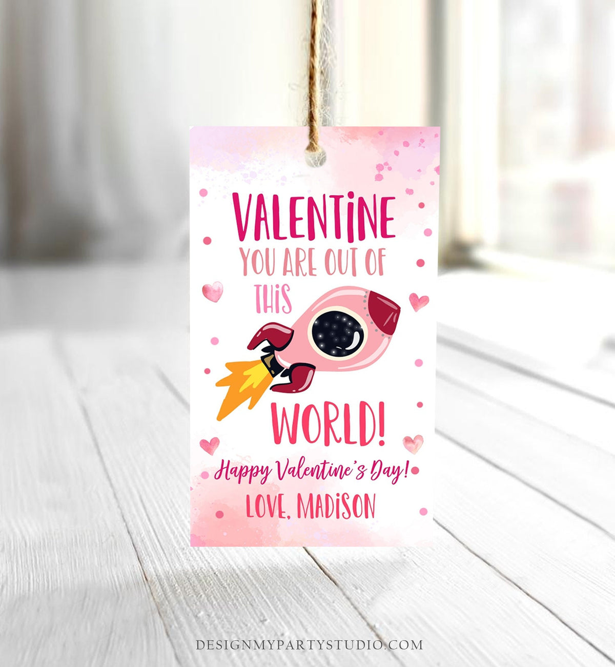 Editable Valentine You Are Out Of This World Favor Tag Thank You Space Rocket Ship Valentine&#39;s Day Tag School Non-Candy Printable 0370