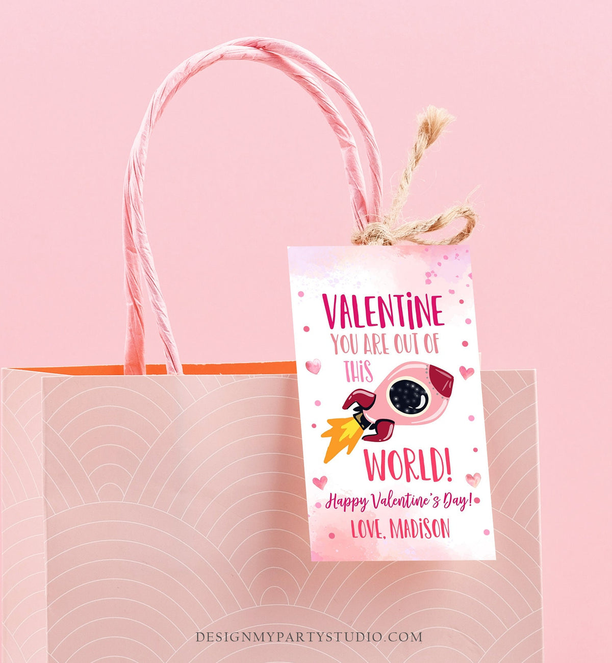 Editable Valentine You Are Out Of This World Favor Tag Thank You Space Rocket Ship Valentine&#39;s Day Tag School Non-Candy Printable 0370