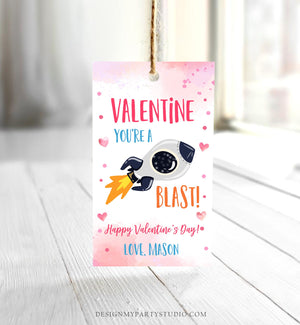 Editable Valentine You Are Out A Blast Favor Tag Thank You Space Rocket Out This Of World Valentine's Day School Non-Candy Printable 0370