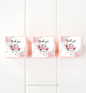 Editable Drive By Winter Favor Tag Thank You Driving By Baby Shower Birthday Parade Gift Quarantine Pink Floral Car Girl Corjl Template 0335