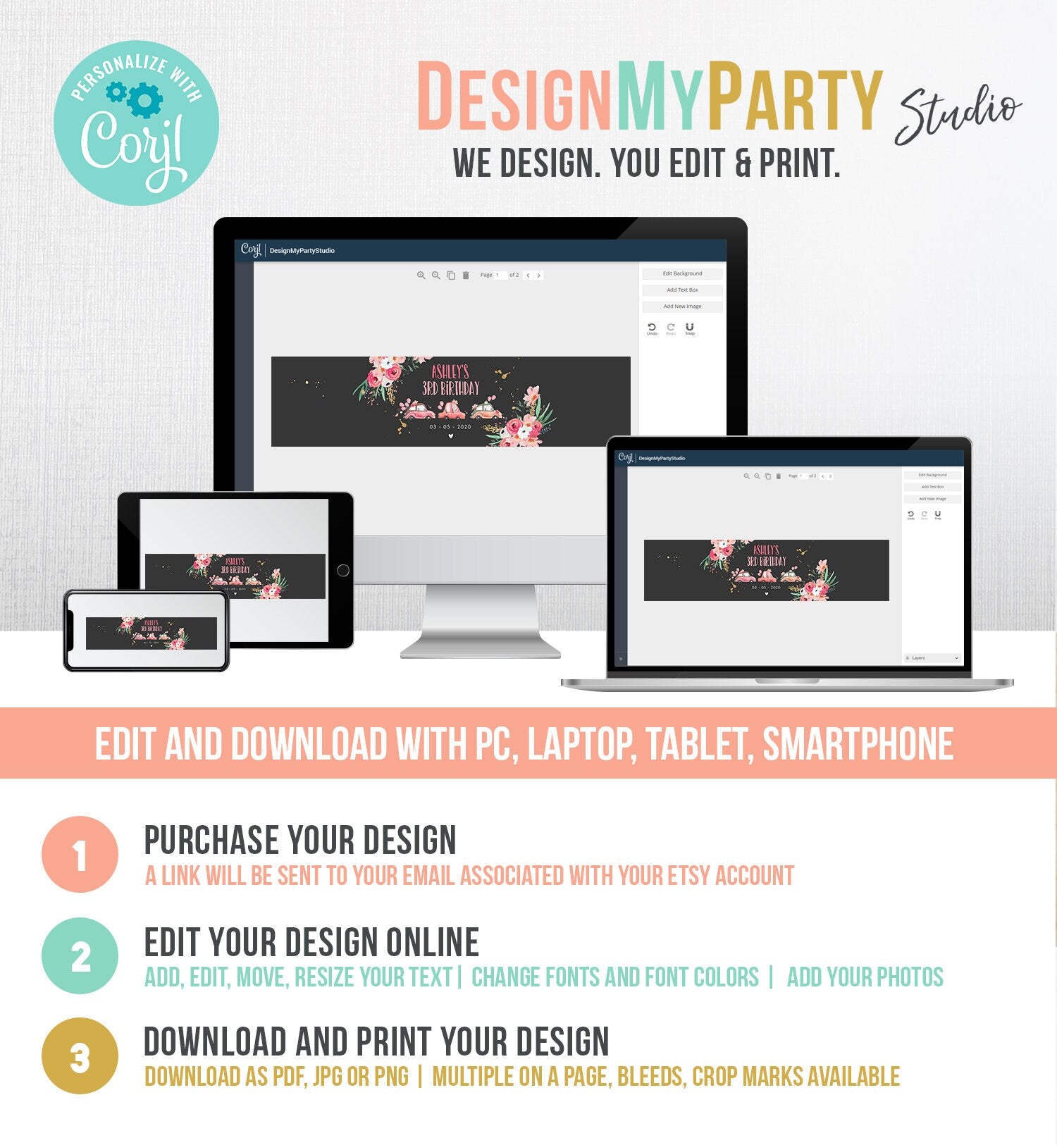 Editable Water Bottle Labels Drive By Birthday Decor Blush Pink Gold Floral Flowers Quarantine Printable Bottle Label Template Corjl 0335