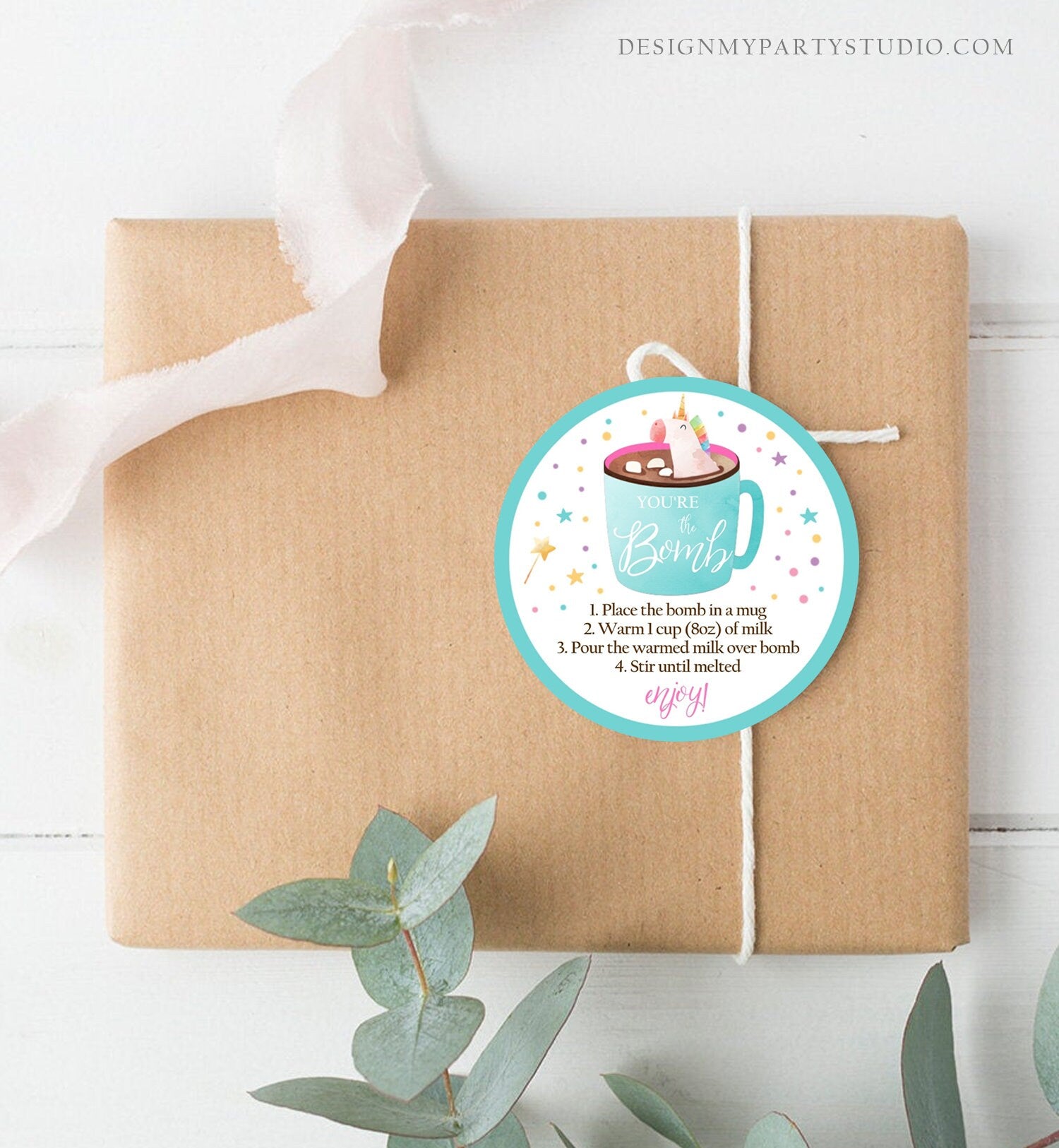 Editable Unicorn Hot Chocolate Bomb Tags Bomb Instructions Valentine Christmas You're The Bomb Sticker Magical Teal Digital PRINTABLE 0336