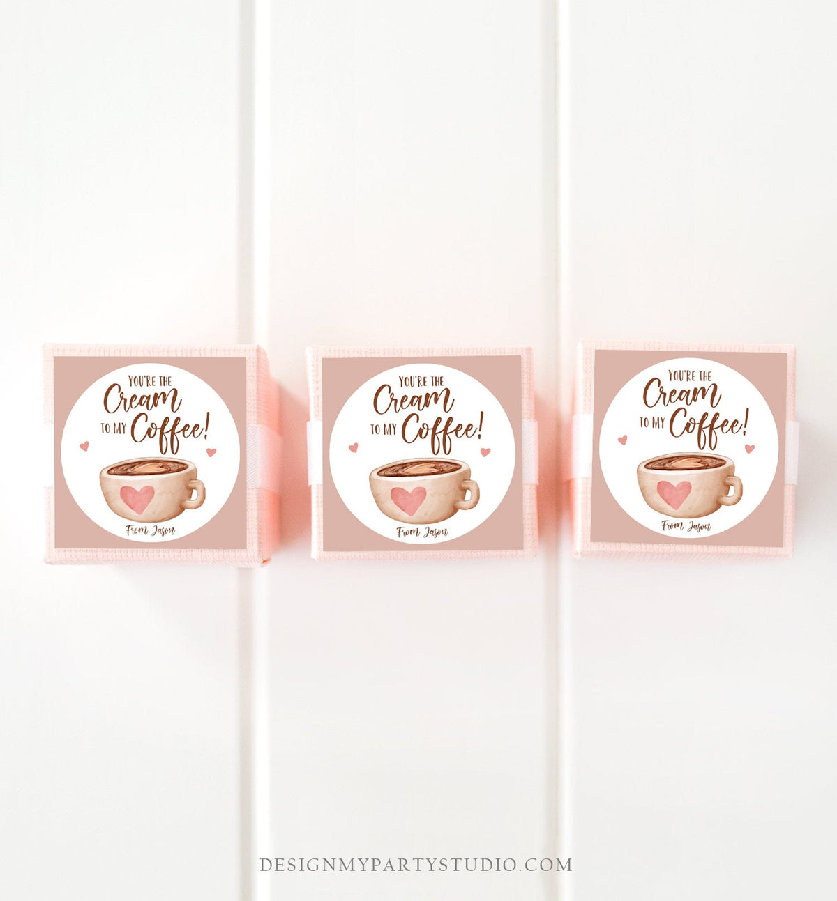 Editable Valentine&#39;s Day Cookie Tag Coffee Cookies Tag Love You A Latte Sticker Cream To My Coffee Valentine Tag Digital PRINTABLE 0370