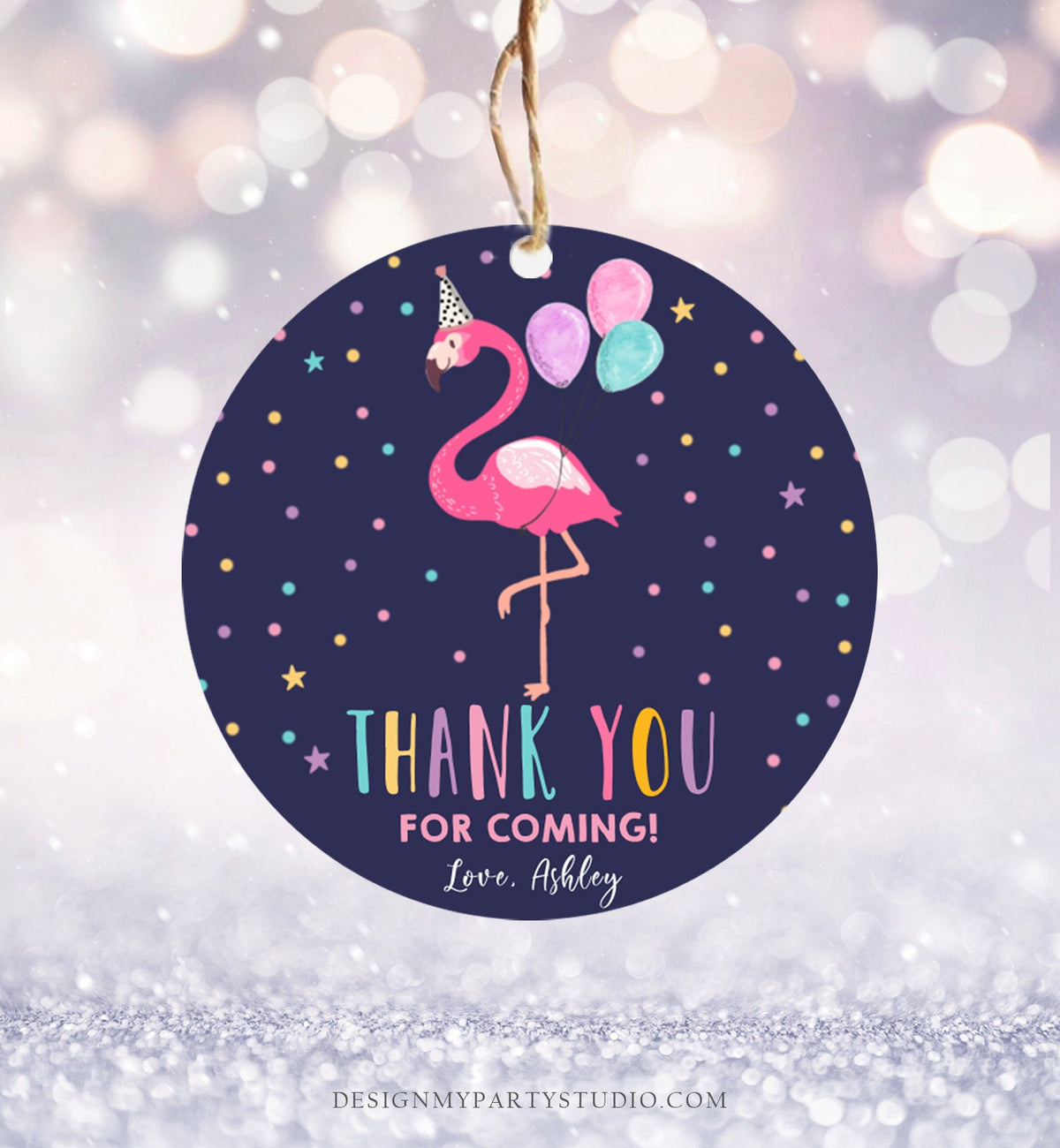 Editable Flamingo Favor Tag Drive By Birthday Favors Party Parade Cars Tropical Thank You Gift Tags Pink Girl Corjl Template Printable 0200