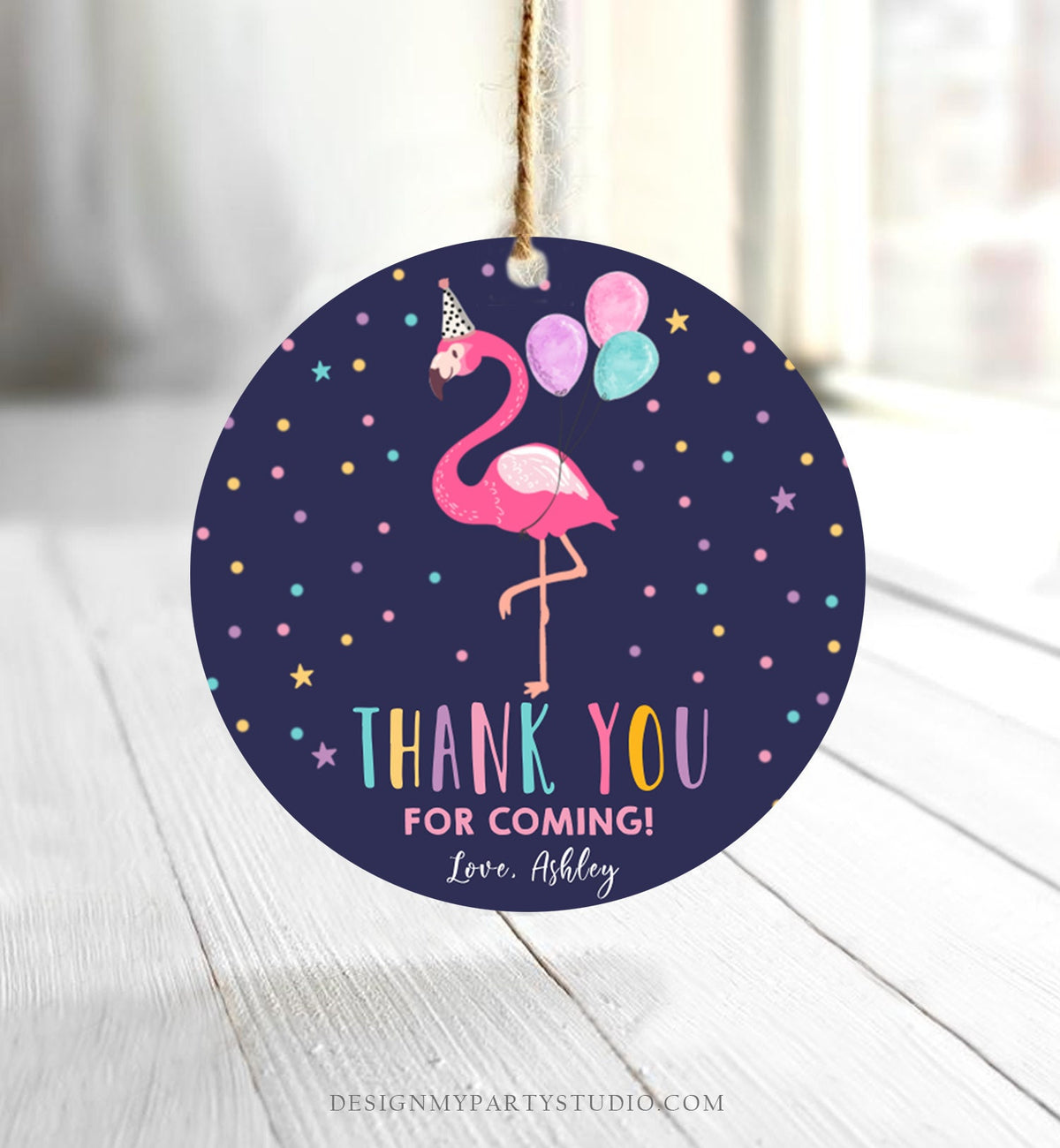 Editable Flamingo Favor Tag Drive By Birthday Favors Party Parade Cars Tropical Thank You Gift Tags Pink Girl Corjl Template Printable 0200