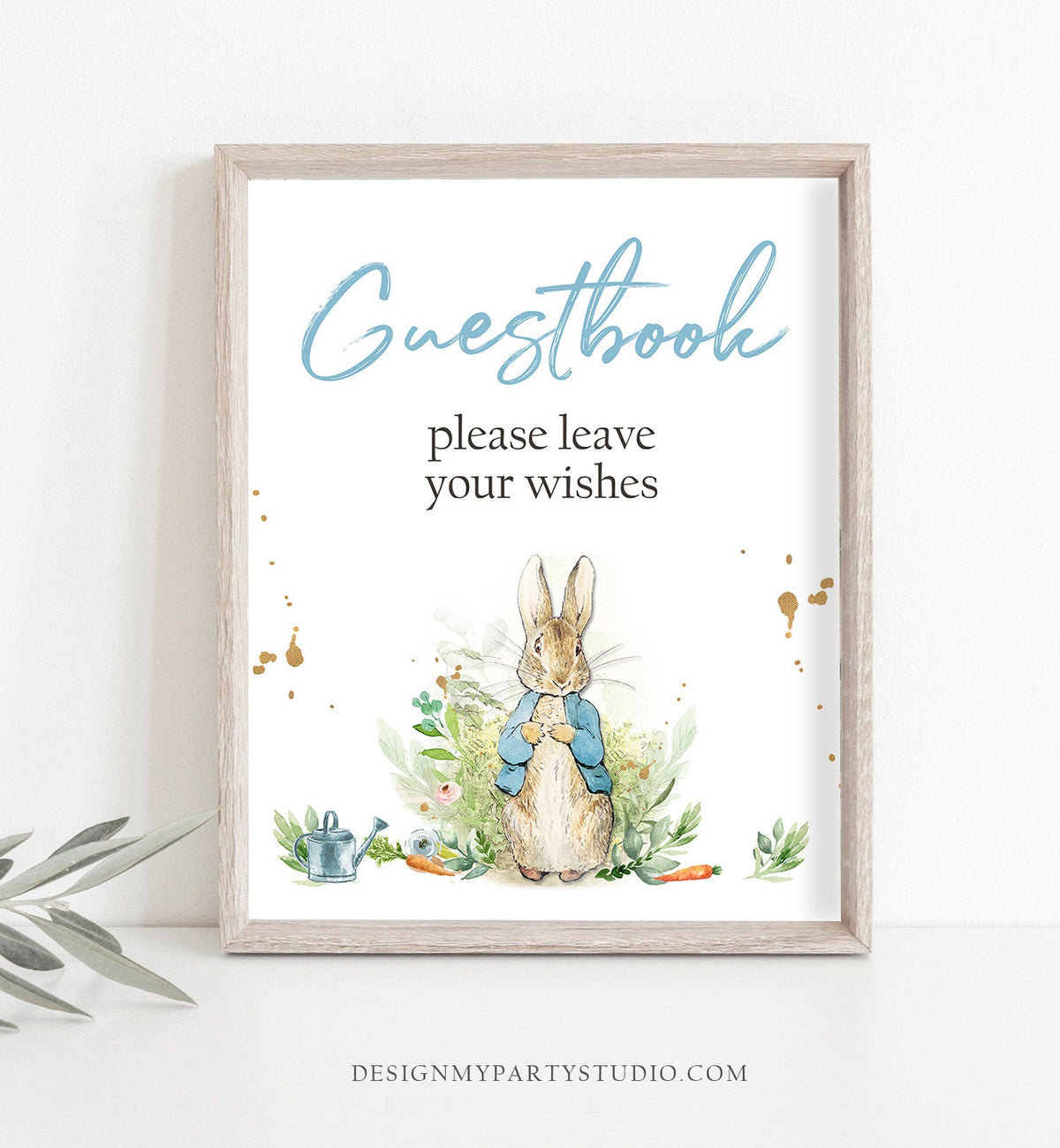 Guestbook Sign Peter Rabbit Baby Shower Sign Peter Rabbit Shower Decor Please Sign Wishes Boy Watercolor Rustic Greenery Sign PRINTABLE 0351