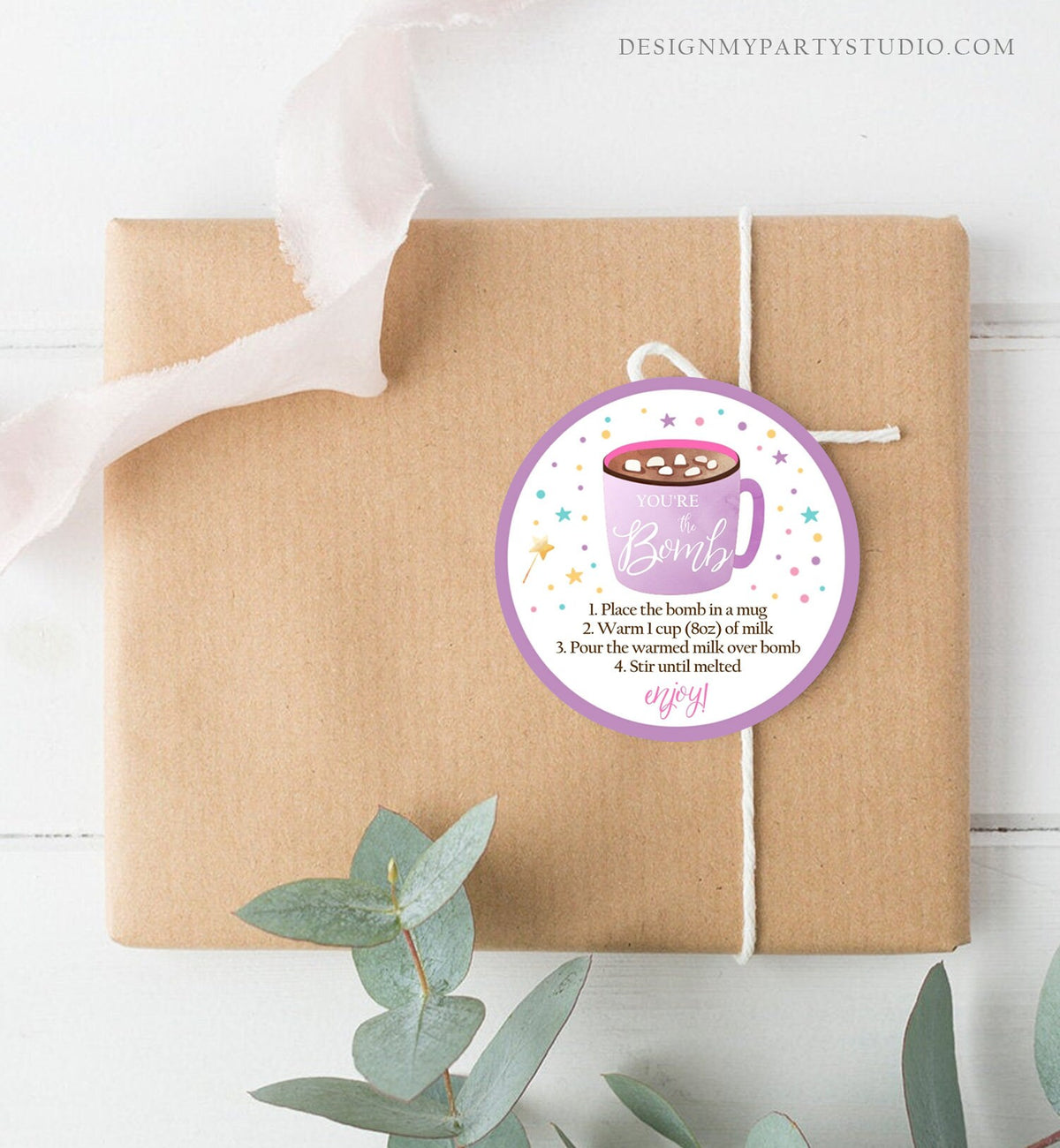 Editable Hot Chocolate Bomb Tags Bomb Instructions Valentine You&#39;re The Bomb Sticker Magical Purple Lavender Digital PRINTABLE 0336