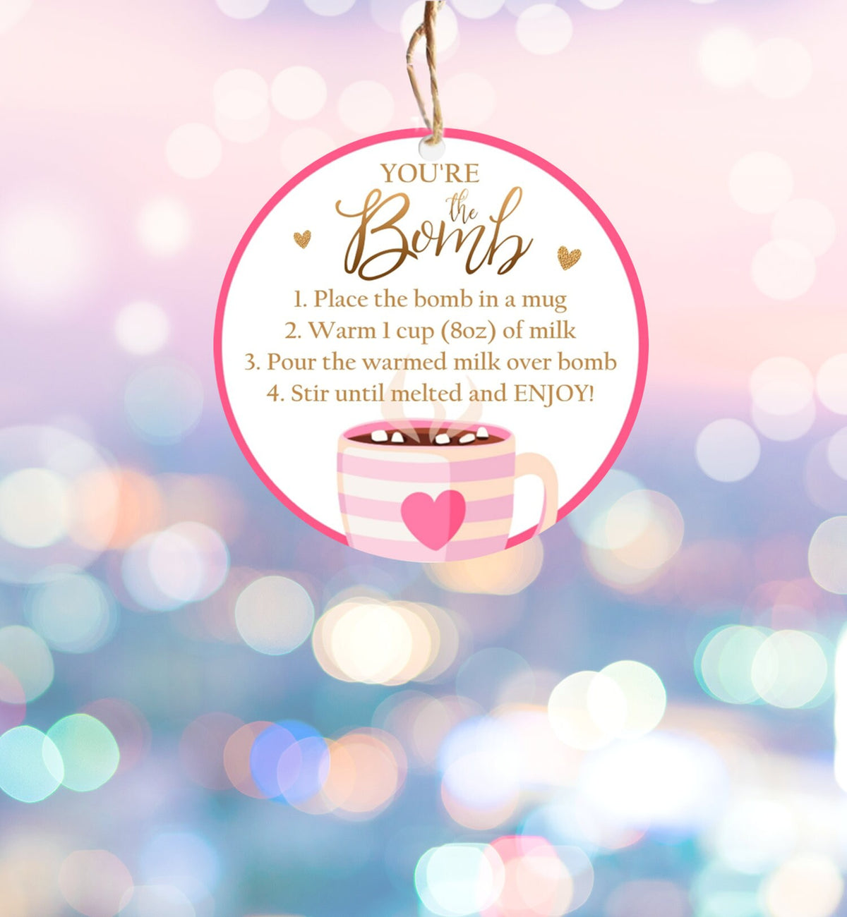 Editable Hot Chocolate Bomb Tags Bomb Instructions Valentine Hot Cocoa Bomb Favor Tags Valentine Gift You&#39;re The Bomb Digital PRINTABLE 0370