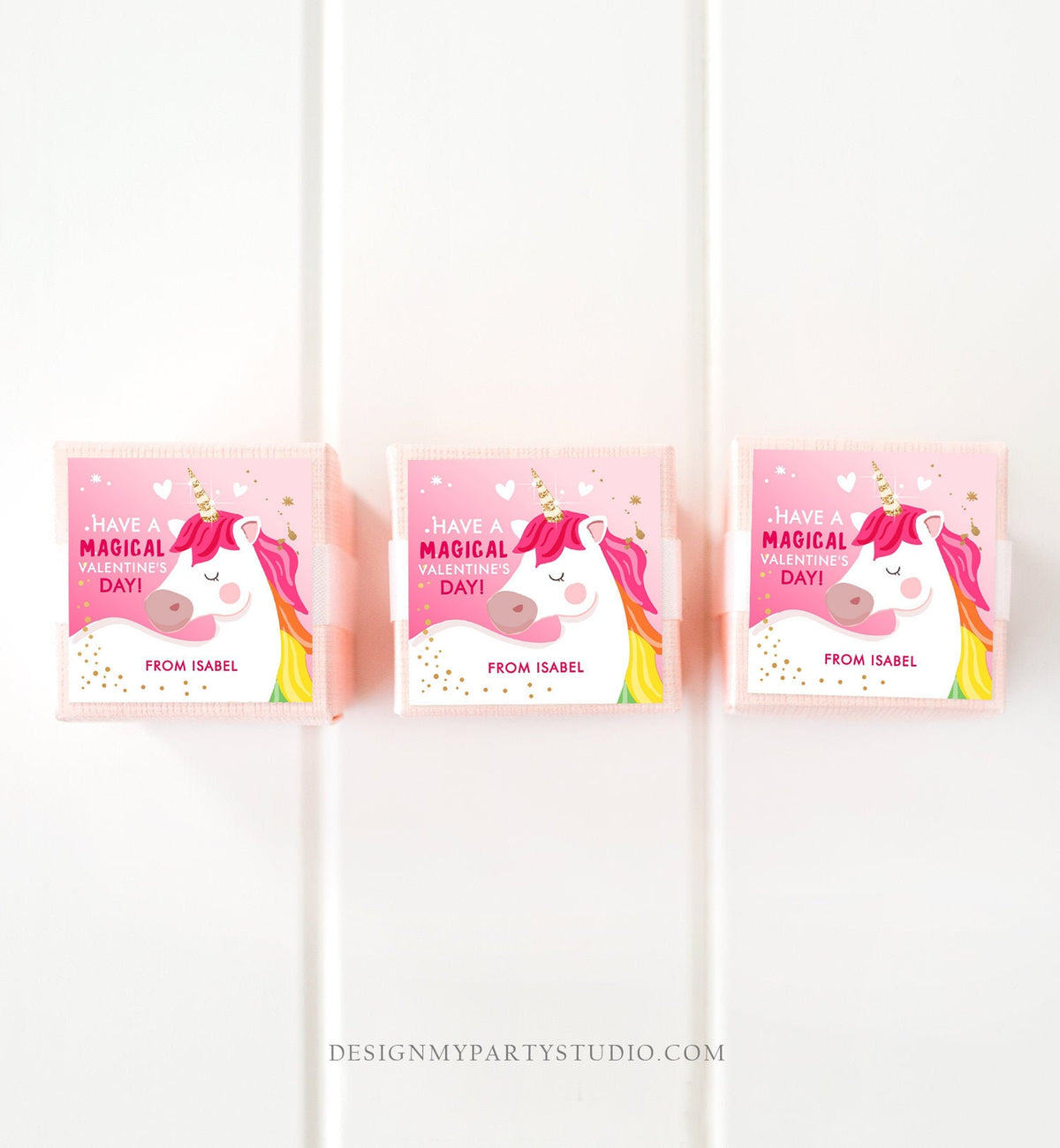 Editable Valentine Unicorn Stickers Valentine Tags for Kids Magical Valentine&#39;s Day School Class Personalized Digital PRINTABLE 0323 0370