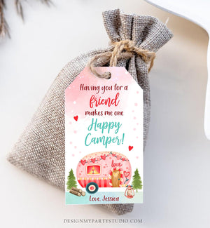 Editable Valentine Tags for Kids Valentine Happy Camper Tags Valentine's Day School Class Printable Personalized Digital PRINTABLE 0370