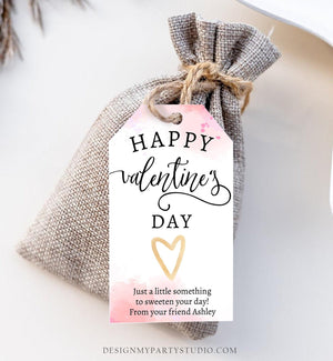 Editable Valentine's Tags Valentines Day Gift Tags Favor Tags Pink Valentine Cards for Kids Printable Personalized Digital PRINTABLE 0370
