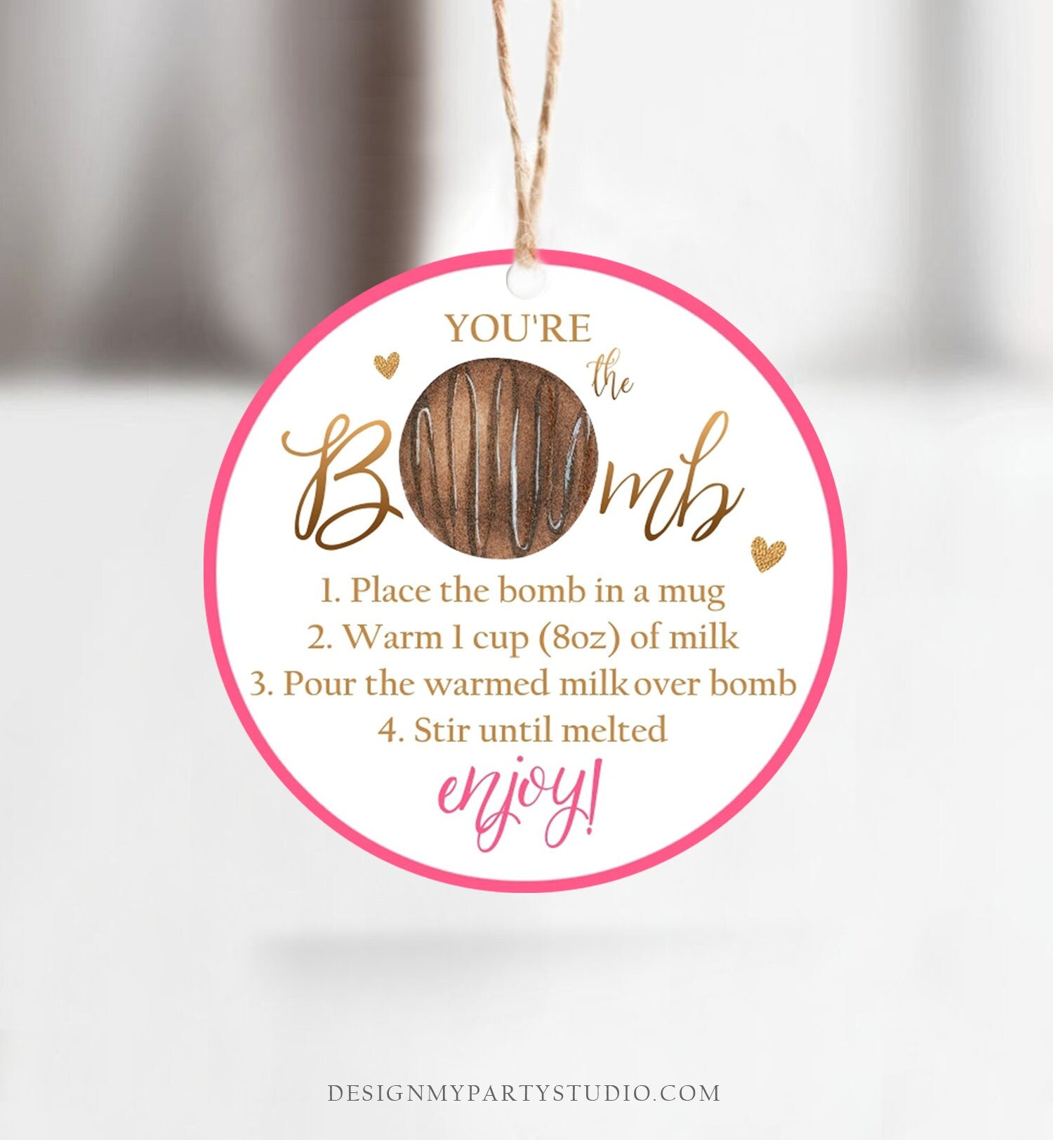 Editable Hot Chocolate Bomb Tags Bomb Instructions Valentine Hot Cocoa Bomb Favor Tags Valentine Gift You're The Bomb Digital PRINTABLE 0370