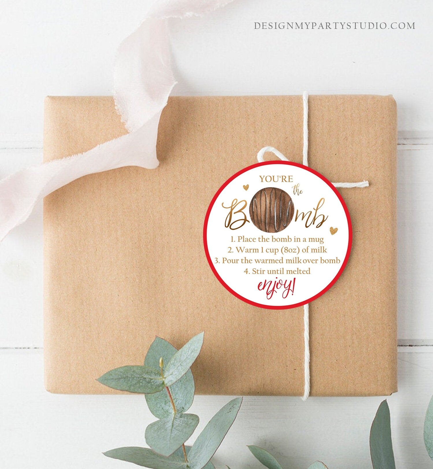 Editable Hot Chocolate Bomb Tags Bomb Instructions Valentine Hot Cocoa Bomb Favor Tags Valentine Gift You're The Bomb Digital PRINTABLE 0370