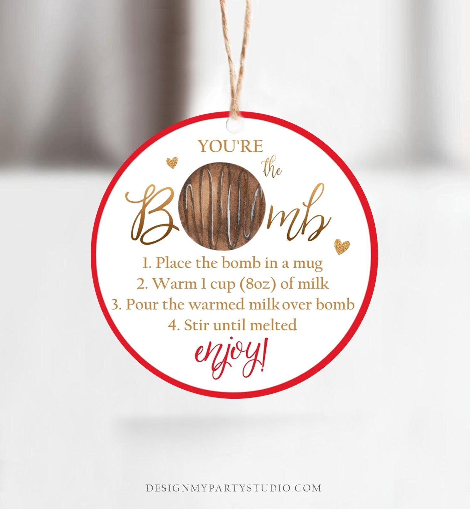 Editable Hot Chocolate Bomb Tags Bomb Instructions Valentine Hot Cocoa Bomb Favor Tags Valentine Gift You're The Bomb Digital PRINTABLE 0370