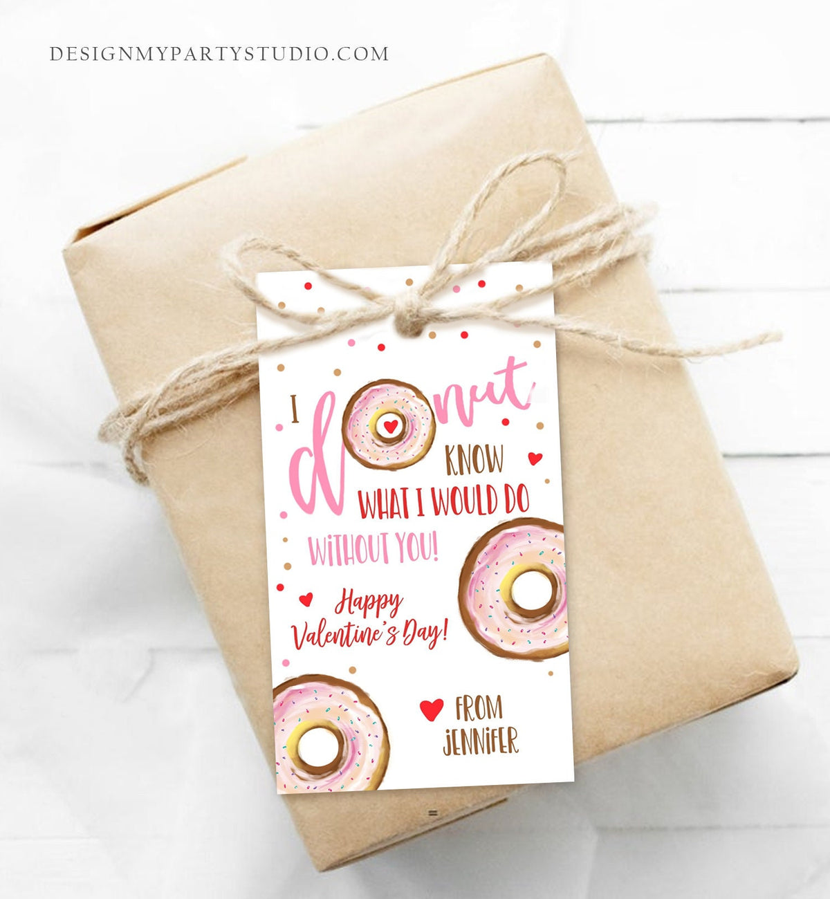 Editable Donut Valentine Tag Valentine&#39;s Day Card for Kids School Donut Know Classroom Cookie Tag Printable Personalized PRINTABLE 0368 0370