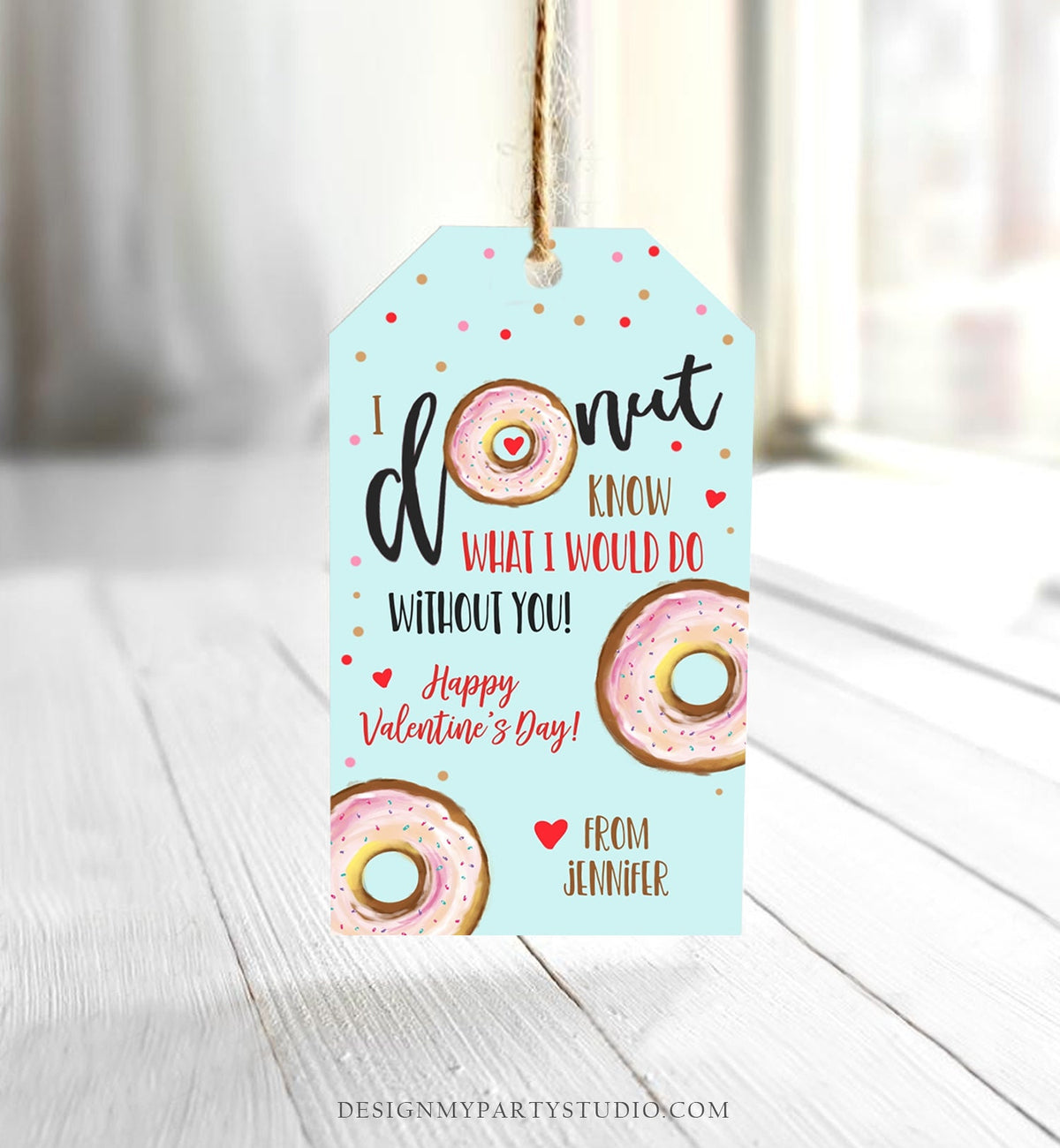 Editable Donut Valentine Tag Valentine&#39;s Day Card for Kids School Donut Know Classroom Printable Personalized Digital PRINTABLE 0368 0370