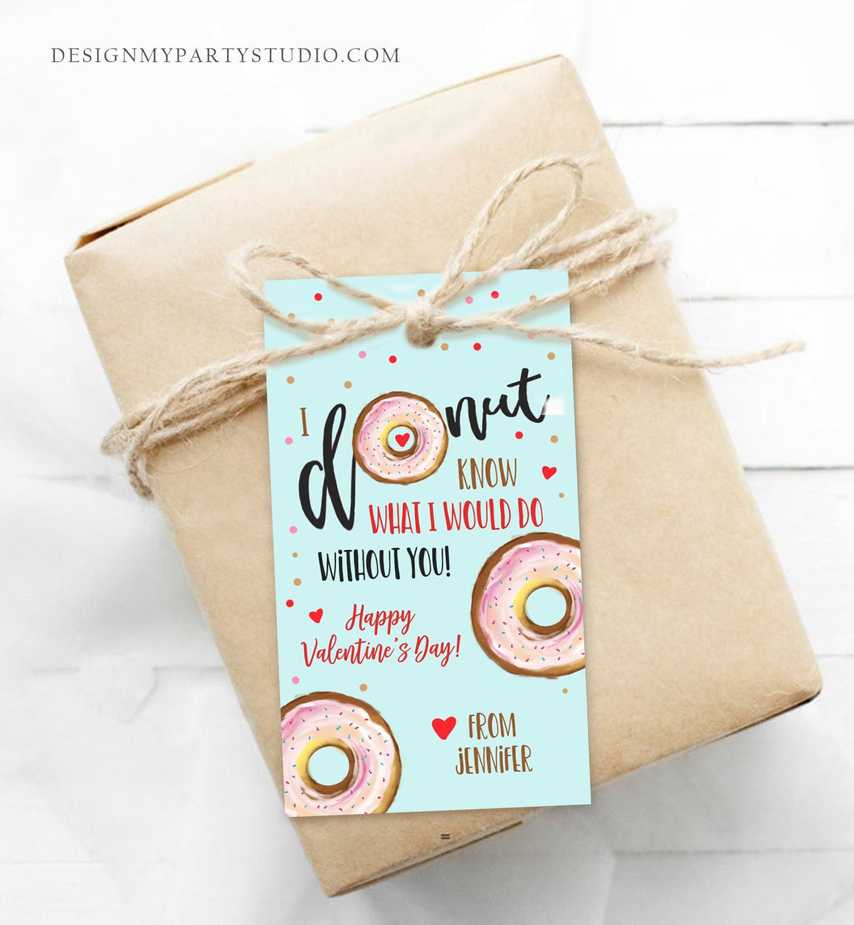 Editable Donut Valentine Tag Valentine&#39;s Day Card for Kids School Donut Know Classroom Printable Personalized Digital PRINTABLE 0368 0370