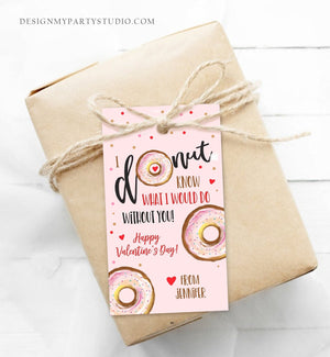 Editable Donut Valentine Tag Valentine's Day Card for Kids School Donut Know Classroom Printable Personalized Digital PRINTABLE 0368 0370