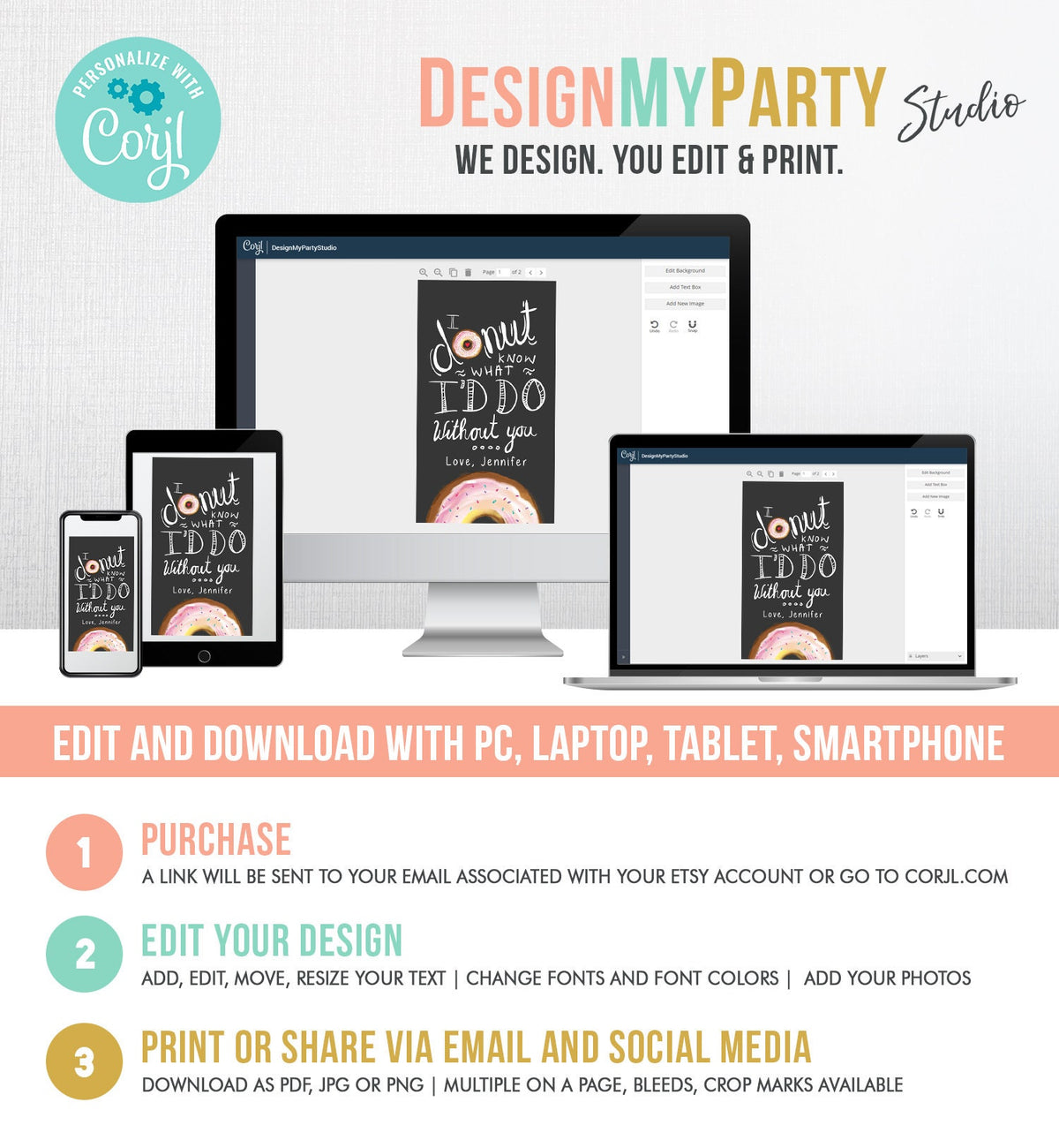 Editable Donut Valentine Tag Valentine&#39;s Day Card for Kids School Donut Know Classroom Cookie Tag Printable Personalized PRINTABLE 0368 0370