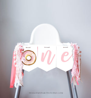 Donut High Chair Banner Girl 1st First Birthday Pink ONE Donut Grow Up Birthday Party Decor Sweet One Garland PRINTABLE Digital 0368