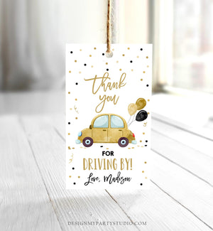 Editable Drive By Favor Tag Birthday Parade Drive Through Favors Party Thank You Gift Quarantine Gold Car Corjl Template Printable 0333