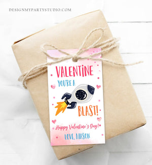Editable Valentine You Are Out A Blast Favor Tag Thank You Space Rocket Out This Of World Valentine's Day School Non-Candy Printable 0370