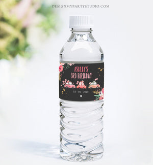 Editable Water Bottle Labels Drive By Birthday Decor Blush Pink Gold Floral Flowers Quarantine Printable Bottle Label Template Corjl 0335