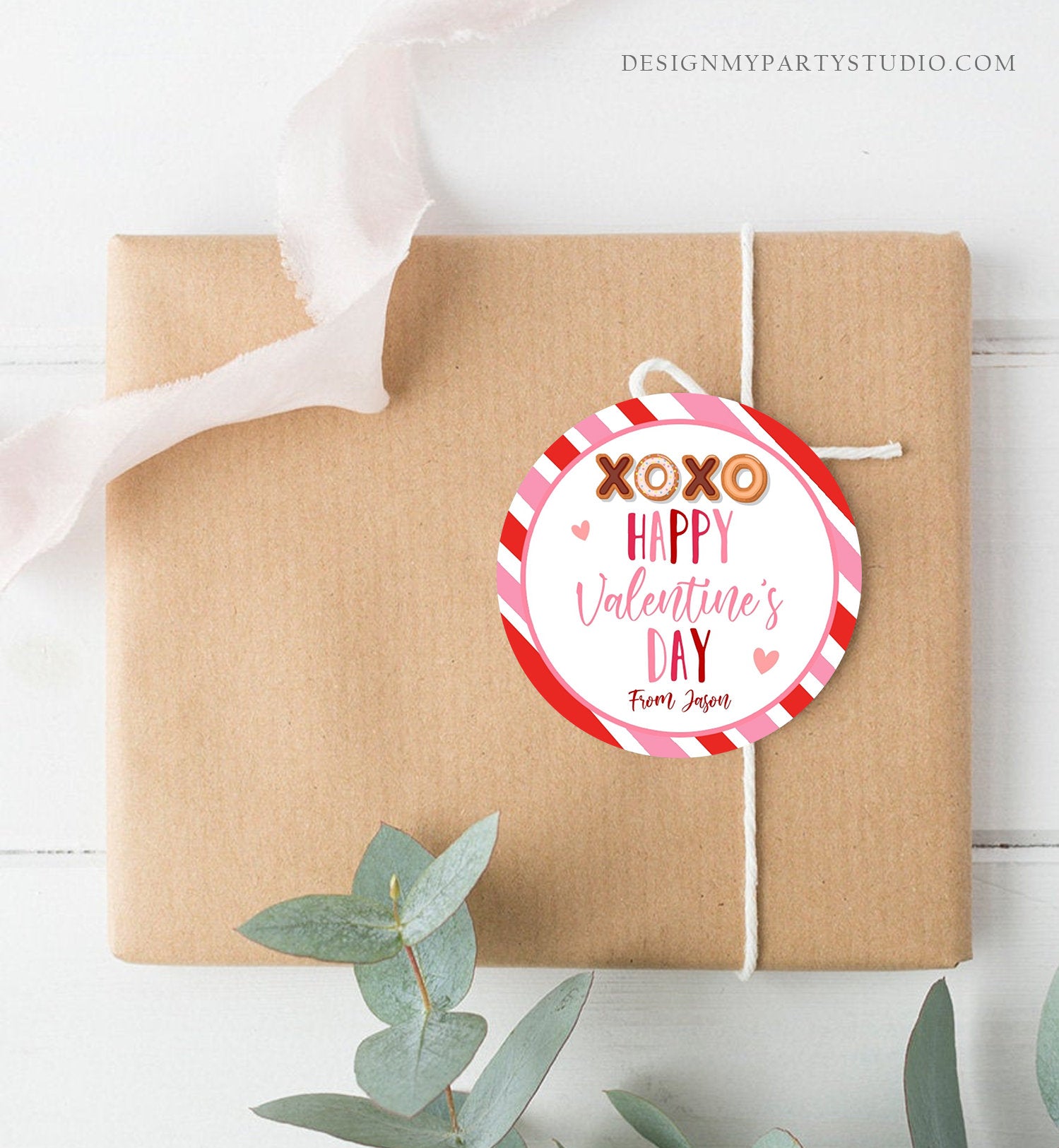 Editable Valentine's Day Cookie Tags Happy Valentine's Day Cookies Tag Sticker xoxo Kisses Valentines Day Card Labels Digital PRINTABLE 0370