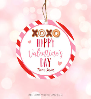 Editable Valentine's Day Cookie Tags Happy Valentine's Day Cookies Tag Sticker xoxo Kisses Valentines Day Card Labels Digital PRINTABLE 0370