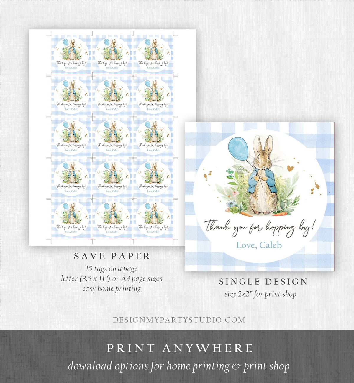 Editable Peter Rabbit Favor Tags Bunny Thank you Tags Round Boy Birthday Labels Thanks Hopping By Printable Download Corjl Template 0351