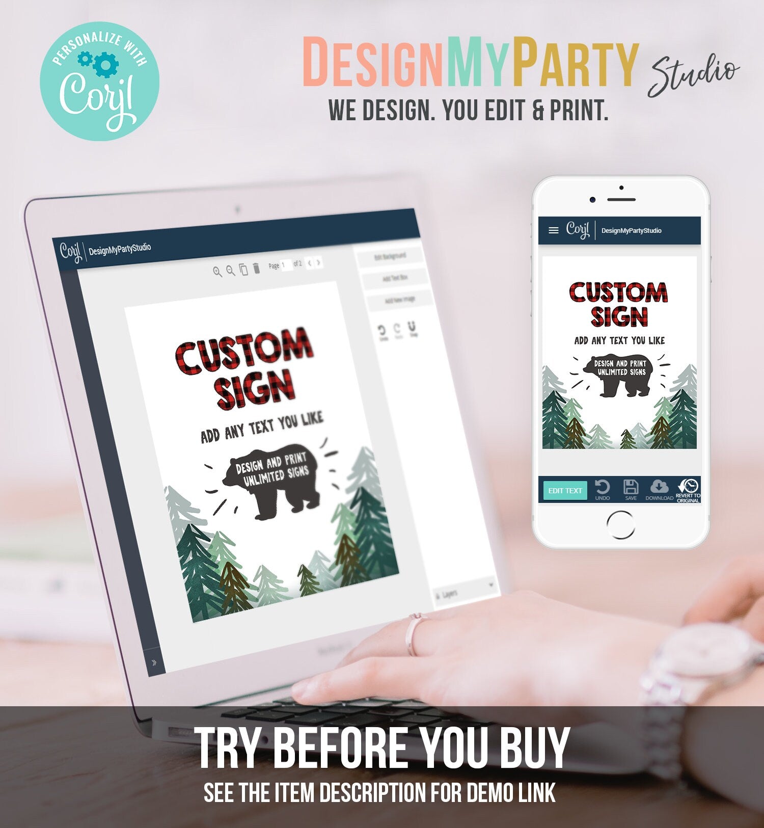 Editable Custom Sign Lumberjack Sign Lumberjack Birthday Lumberjack Party Decor Buffalo Plaid Adventure 8x10 Download PRINTABLE Corjl 0377