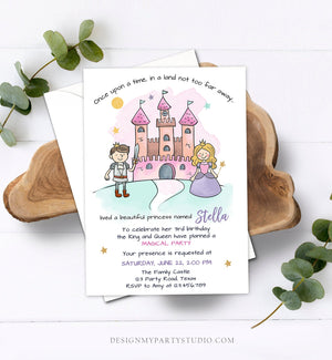 Editable Princess Birthday Invitation Girl Fairytale Birthday Party Once Upon a Time Royal Download Printable Template Digital Corjl 0385