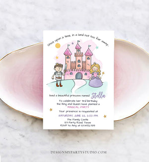 Editable Princess Birthday Invitation Girl Fairytale Birthday Party Once Upon a Time Royal Download Printable Template Digital Corjl 0385