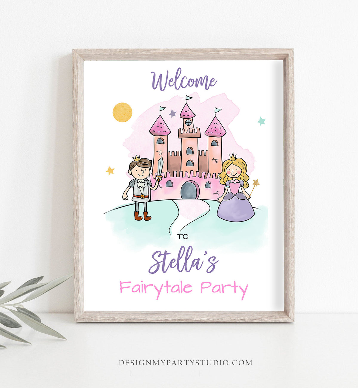 Editable Princess Party Welcome Sign Princess Birthday Welcome Fairytale Sign Princess Party Decor Castle Pink Template PRINTABLE Corjl 0385