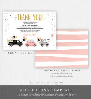 Editable Drive By Birthday Parade Thank You Card Virtual Party Invite Honk Wave Car Coral Quarantine Instant Download Digital Corjl 0337