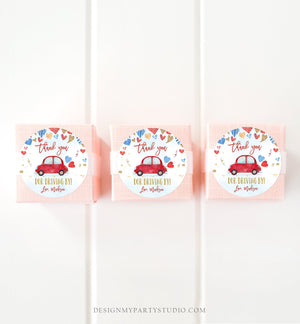 Editable Drive By Favor Tag Valentine Hearts Birthday Parade Drive Through Favors Party Thank You Red Blue Car Corjl Template Printable 0371