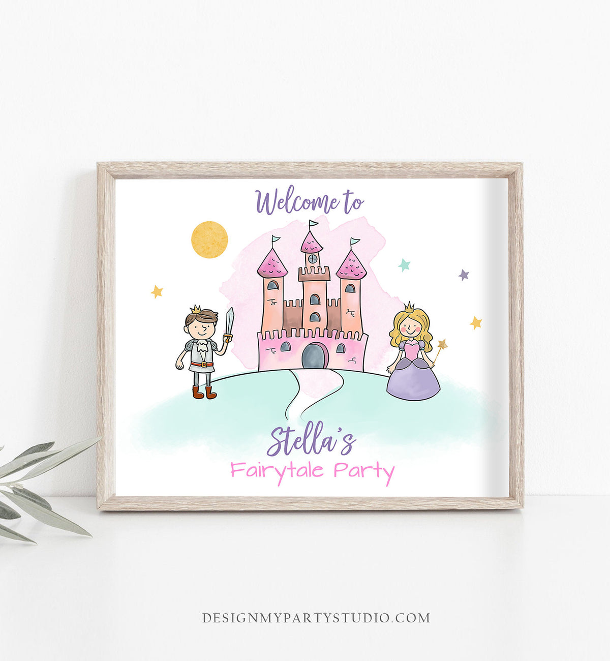 Editable Princess Party Welcome Sign Princess Birthday Welcome Fairytale Sign Princess Party Decor Castle Pink Template PRINTABLE Corjl 0385