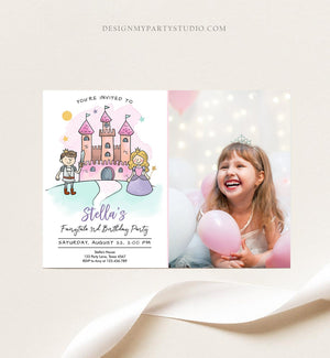Editable Princess Birthday Invitation Girl Fairytale Birthday Party Knights Prince Castle Download Printable Template Digital Corjl 0385